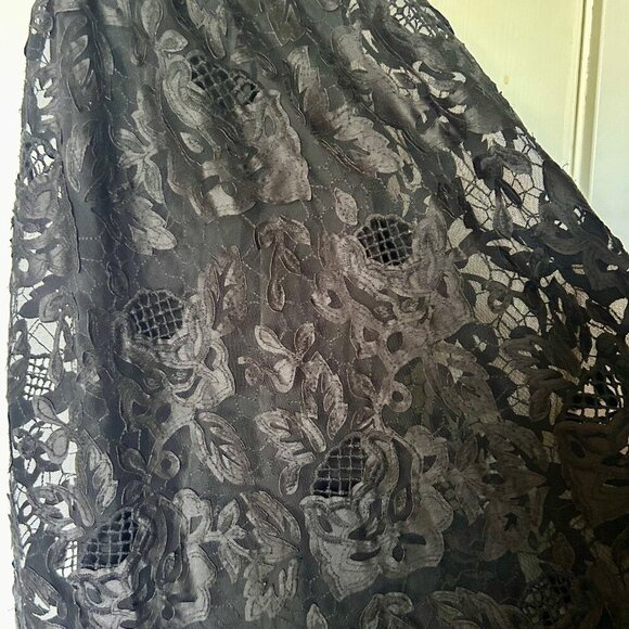 H&M Black Lace Strappy Midi Dress – Size US 6 – Open Back Floral Halter Style - Picture 4 of 12